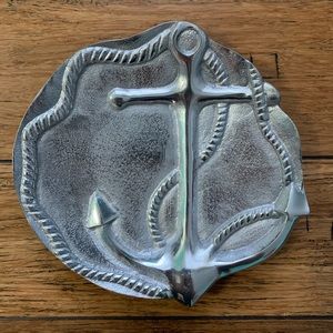 Silver Tone Anchor Trinket Dish Plate